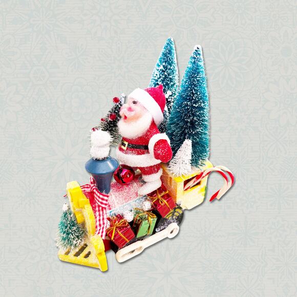 Santa Driving a Vintage Toy Train Christmas Assemblage - Picture 3 of 7